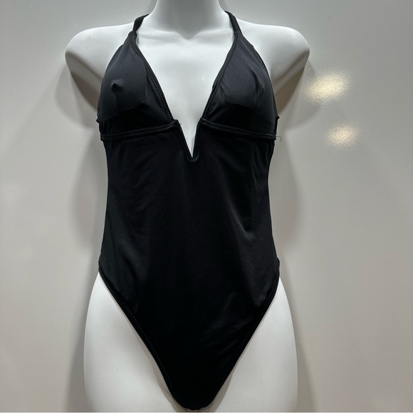 Cupshe One‎ Piece Bathing Swimsuit Size Medium Black Polyester Blend Adjustable - Picture 1 of 6